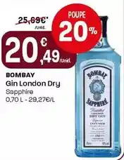 Intermarché Bombay - gin london dry sapphire promoção