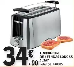 E.Leclerc Torradeira de 2 fendas longas elsay promoção