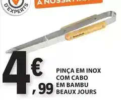 E.Leclerc com - pinça em inox com cabo em bambu beaux jours promoção