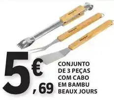 E.Leclerc com - conjunto de 3 peças com cabo em bambu beaux jours promoção