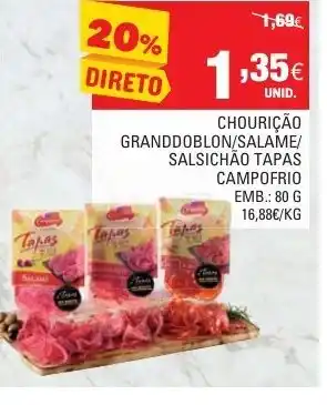 Continente Chourição Granddoblon/Salame/Salsichão Patas Campofrio 80g promoção
