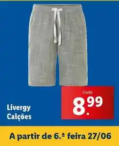 Lidl A+ - livergy calções promoção
