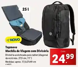 Lidl com - mochila de viagem com divisoria promoção