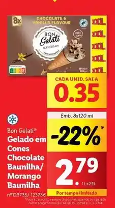 Lidl A+ - gelado em cones chocolate baunilha/ morango baunilha promoção