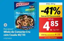 Lidl Pescanova - miolo de camarão cru com cauda 40/50 promoção