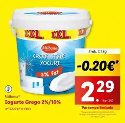 Lidl Milbona - iogurte grego 2%/10% promoção