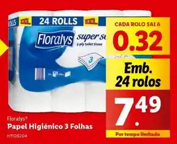 Lidl Floralys - papel higiénico 3 folhas promoção