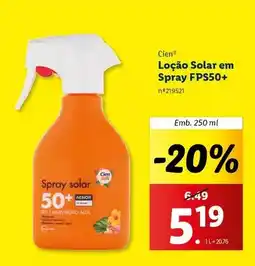 Lidl Cien - loção solar em spray fps50+ promoção