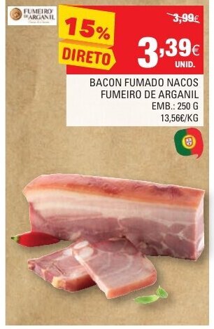 Continente Bacon Fumado Nacos Fumeiro de Arganil 250g promoção