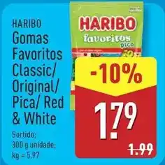 ALDI Haribo - gomas favoritos classic/ original/ pica/ red & white promoção