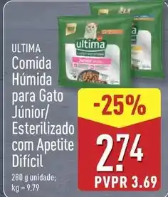 ALDI Ultima - comida humida para gato junior/ esterilizado com apetite promoção