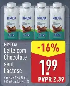 ALDI Mimosa - leite com chocolate sem lactose promoção
