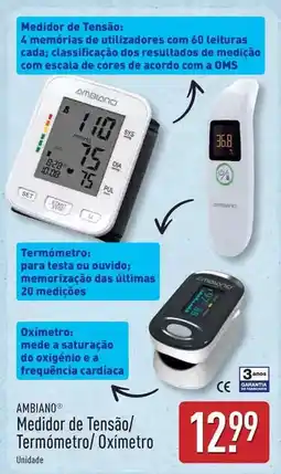 ALDI Ambiano - medidor de tensao/ termometro/ oxmetro promoção