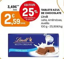 Intermarché Tablete azul de chocolate Lindt promoção