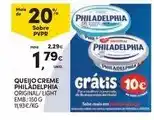 Continente Philadelphia - queijo creme original/light emb.: 150 g promoção