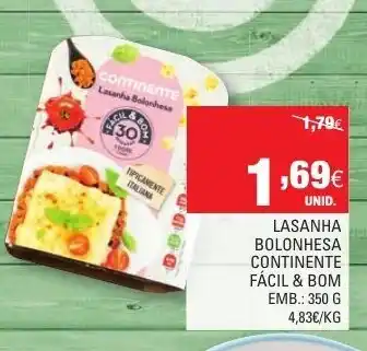 Continente Lasanha Bolonhesa Continente Fácil & Bom 350g promoção