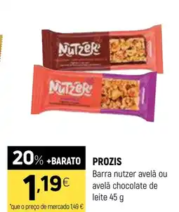 Coviran PROZIS Barra nutzer avelã ou avelã chocolate de leite promoção
