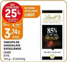 Intermarché Lindt - tablete de chocolate excellence promoção