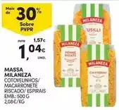 Continente Milaneza - massa cotovelinhos/ macarronete riscado/espirais promoção