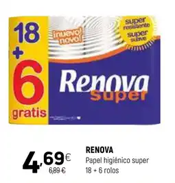 Coviran RENOVA Papel higiénico super 18 + 6 rolos promoção