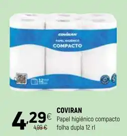 Coviran COVIRAN Papel higiénico compacto folha dupla 12 rl promoção