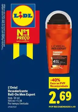 Lidl L'oréal - desodorante roll-on men expert promoção