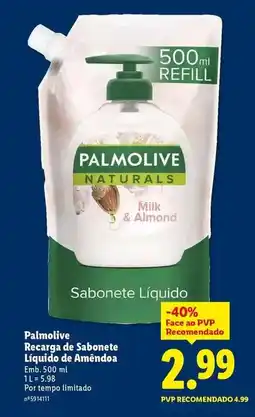 Lidl Palmolive - recarga de sabonete liquido de amêndoa promoção