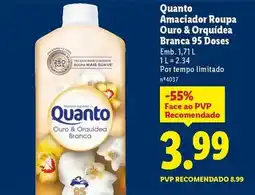 Lidl Quanto - amaciador roupa ouro & orguidea branca 95 doses promoção