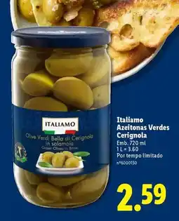 Lidl Italiamo - azeitonas verdes cerignola promoção