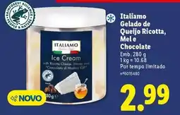 Lidl Italiamo - gelado de queijo ricotta, mel e chocolate promoção