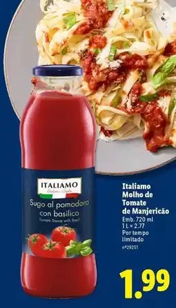 Lidl Italiamo - molho de tomate de mangericolo promoção