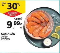 Continente Camarão 30/50 cozido promoção