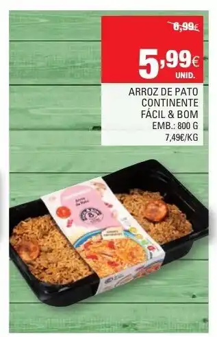 Continente Arroz de Pato Continente Fácil & Bom 800g promoção
