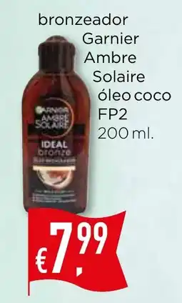 Bolama bronzeador Garnier Ambre Solaire óleo coco FP2 promoção
