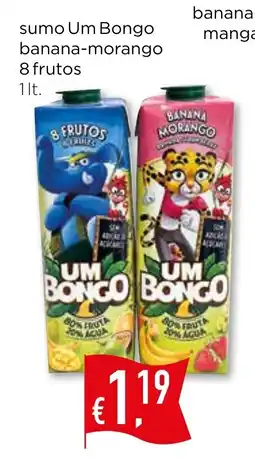 Bolama sumo Um Bongo banana-morango promoção