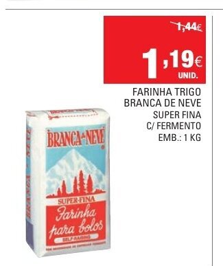 Continente Farinha Trigo Branca de Neve Super Fine C/Fermento 1kg promoção