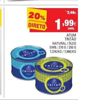 Continente Atum Tritão Óleo/ Natural 250g/ 270g promoção