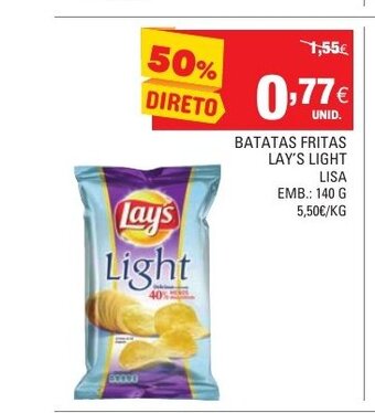 Continente Batatas Fritas Lay's Light Lisa 140g promoção