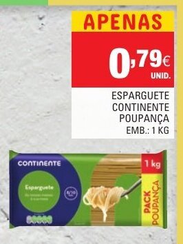 Continente Esparguete Continente Poupança 1kg promoção