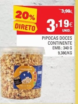 Continente Pipocas Doces Continente 340g promoção