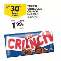 Continente Crunch - tablete chocolate promoção