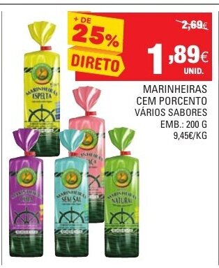 Continente Marinheiras cem Porcento 200g promoção