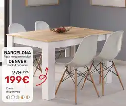 Homy Casa BARCELONA Pack mesa extensível promoção
