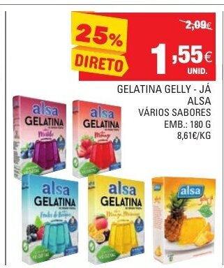 Continente Gelatina Gelly -Já Alsa 180g promoção