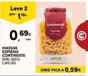 Continente Continente - massas espirais promoção