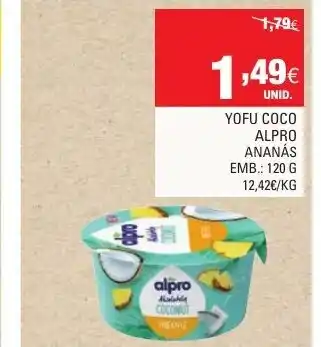 Continente Yofu Coco Alpro Ananás 120g promoção