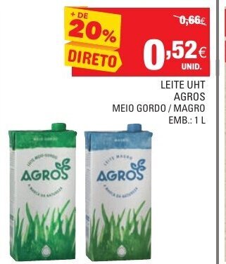 Continente Leite UHT Agros 1L promoção