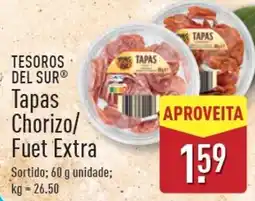 ALDI TESOROS DEL SUR Tapas Chorizo/ Fuet Extra promoção