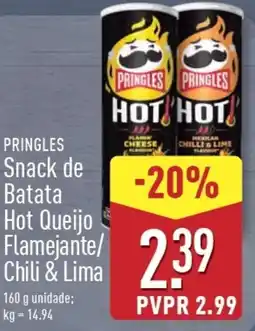 ALDI PRINGLES Snack de Batata Hot Queijo Flamejante/ Chili & Lima promoção