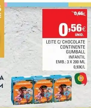 Leite C/Chocolate Continente Gumball Infantil 3x200ml